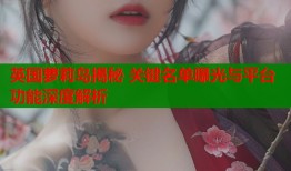 英国萝莉岛揭秘 关键名单曝光与平台功能深度解析